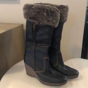 Timberland blk leather/ fur upper boots size 7.5m